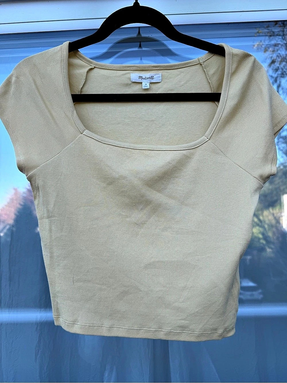 Madewell Supima® Rib Square-Neck Tee Crop Top Beige Medium